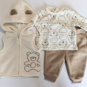 Baby Starters 3 Piece Cream Hooded Baby Outfit